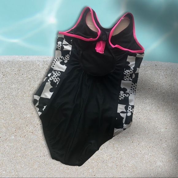 ZEROXPOSUR One Piece Swimsuit Jungle Kitten Black/Pink/White Girls 14 - Picture 3 of 6